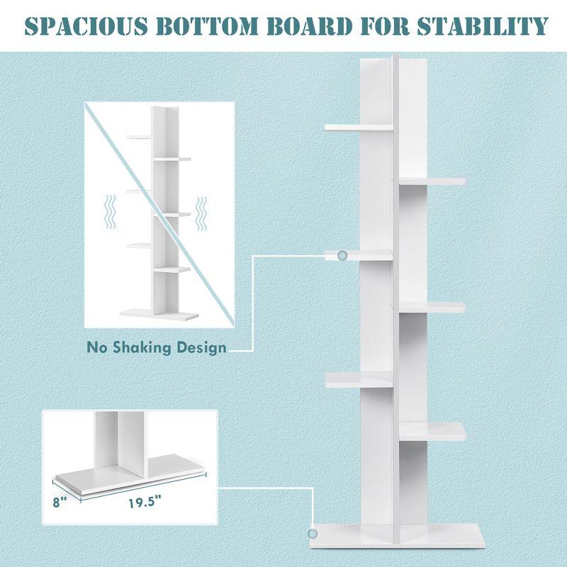 Costway Open Concept Bookshelf Plant Display Shelf Rack Storage Holder Wooden White