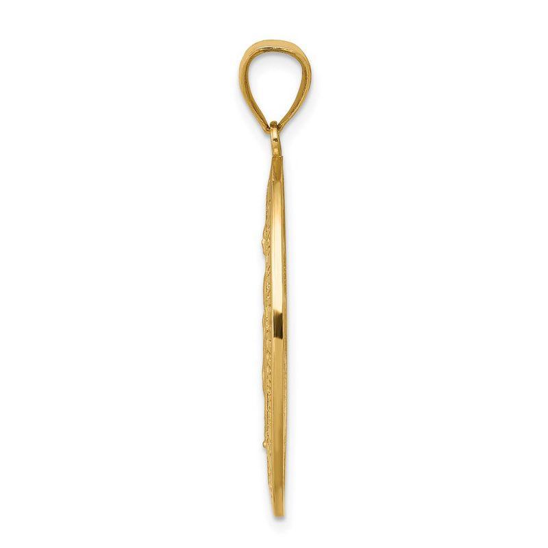 Black Bow Jewelry 14k Yellow Gold, Solid Oval Miraculous Medal Pendant, 20 x 38mm