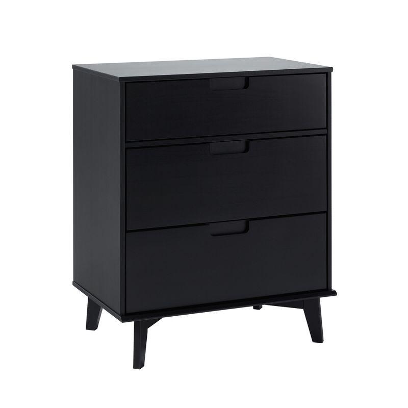 George Oliver Mid-Century Modern Solid Wood 3-Drawer Dresser – Black