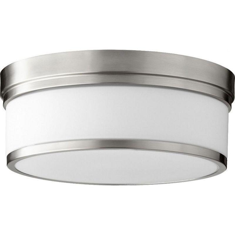 Quorum Lighting Celeste Glass Flush Mount - 3 Lights, Satin Nickel, 14 Width, 5.5 Height