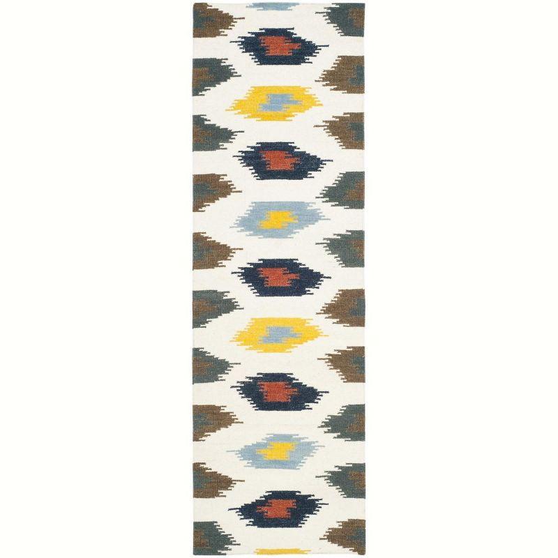 Dhurries DHU648 Hand Woven Runner Rug - Ivory/Multi - 2'6"x8' - Safavieh.