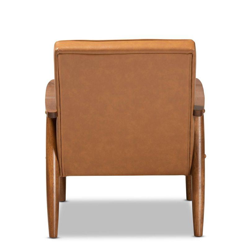 Sorrento Mid-Century Faux Leather Upholstered Wood Lounge Chair Walnut/Brown - Baxton Studio