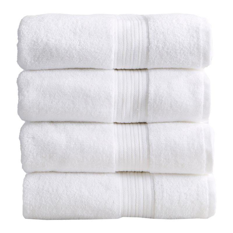 100% Cotton Quick-Dry Everday Towel Set - Great Bay Home (4 Pack Bath Towels, White)