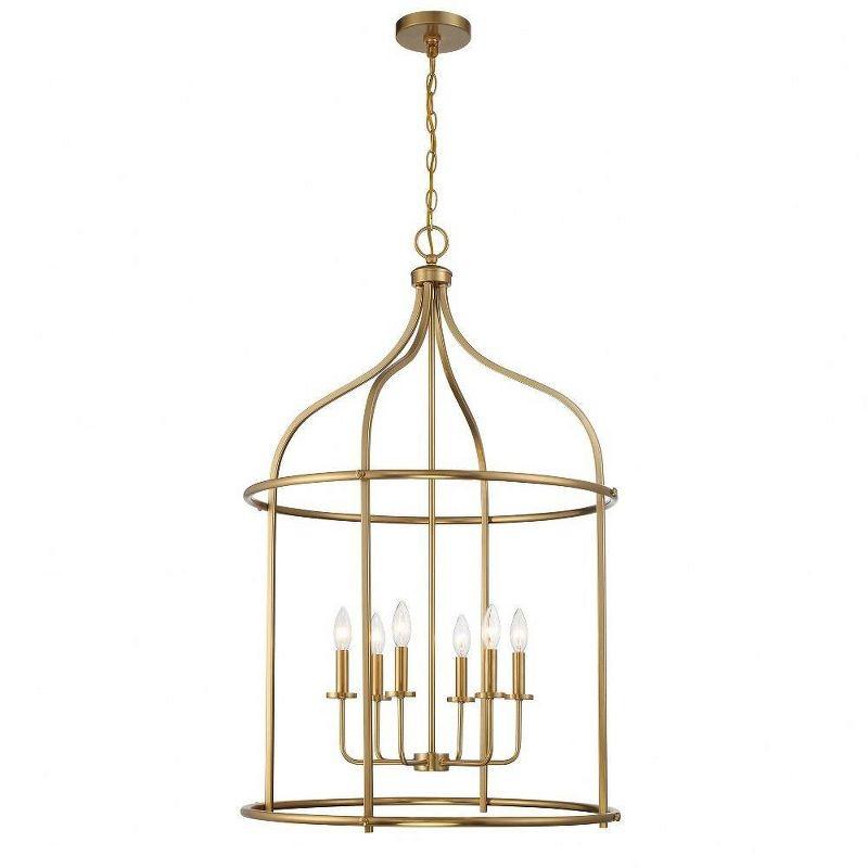 Brookstone Warm Brass 6-Light Open Lantern Pendant