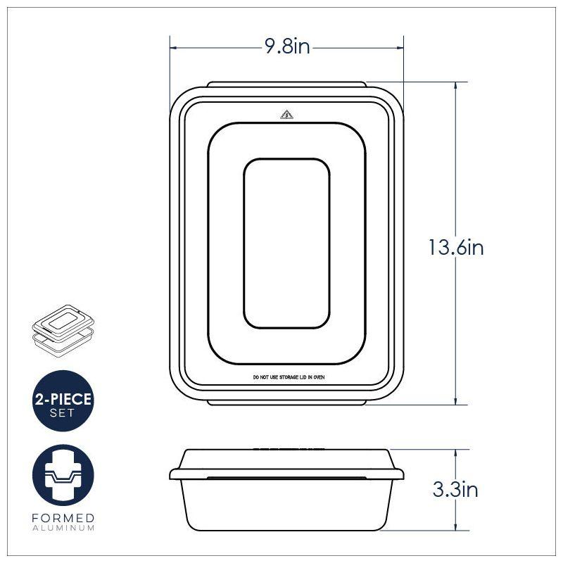 Silver Rectangular Aluminum Non-Stick Cake Pan with Lid