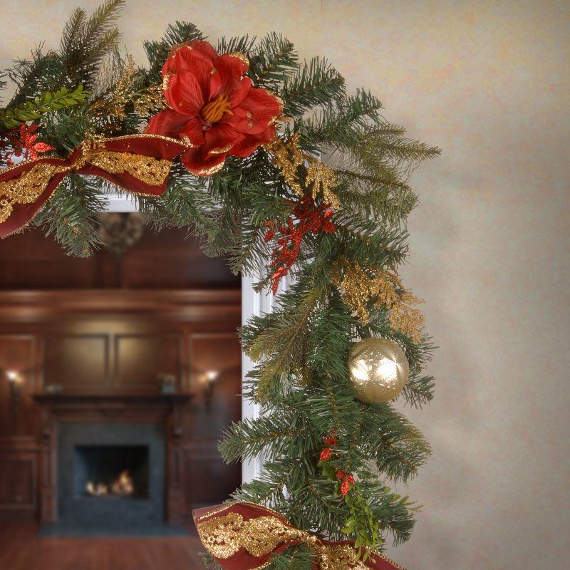 6 ft. Red and Gold Burlap Christmas Garland