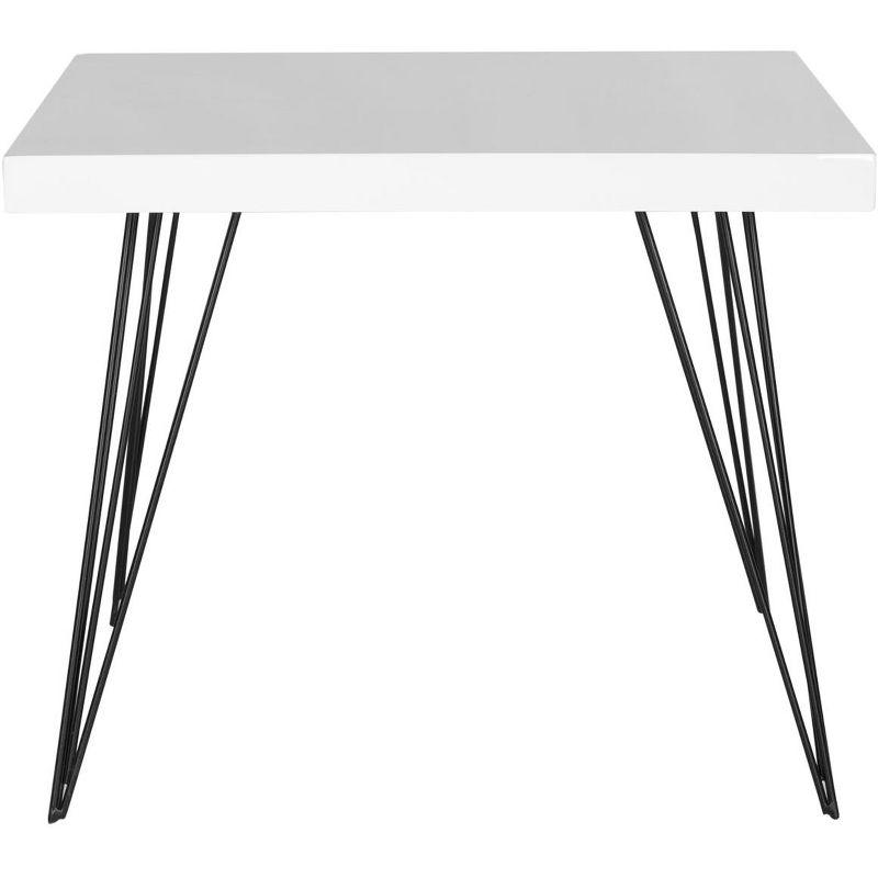 24" Transitional Square Coffee Table in White Lacquer & Black Metal