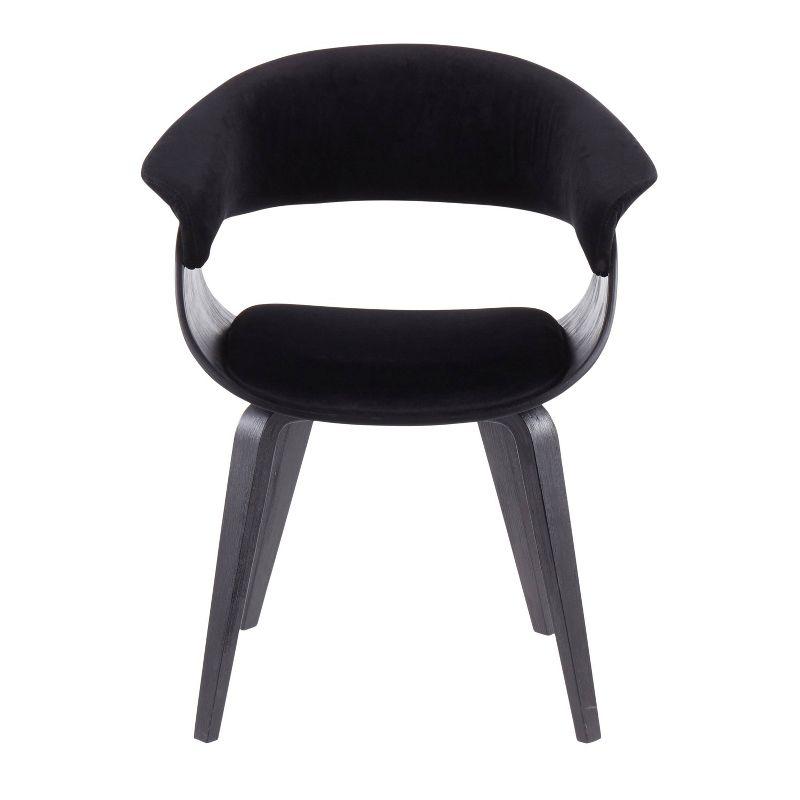 High Back Black Velvet and Wood Upholstered Chair