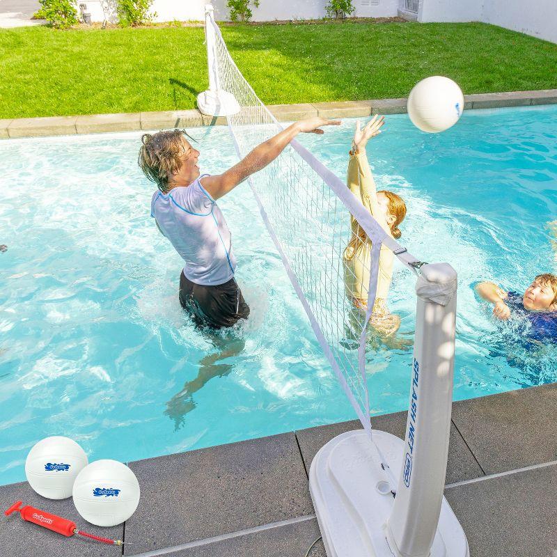GoSports Splash Net PRO Pool Volleyball Net - Includes 2 Water Volleyballs and Pump - White