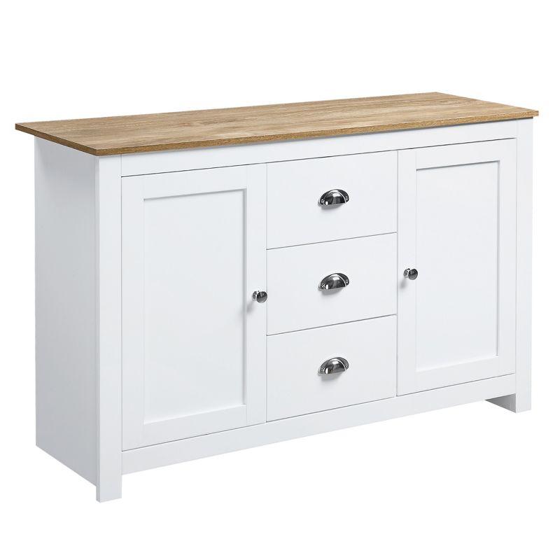 White MDF Kitchen Sideboard with Adjustable Shelves and Drawers