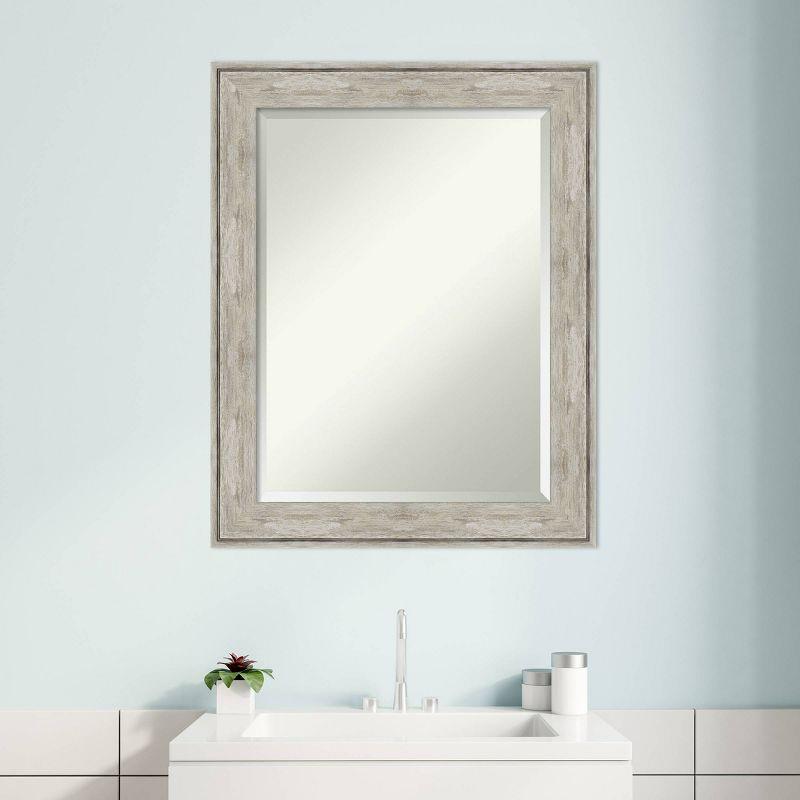 23" x 29" Crackled Framed Bathroom Vanity Wall Mirror Metallic - Amanti Art: Modern Rectangle, Beveled Glass, Wall Mount