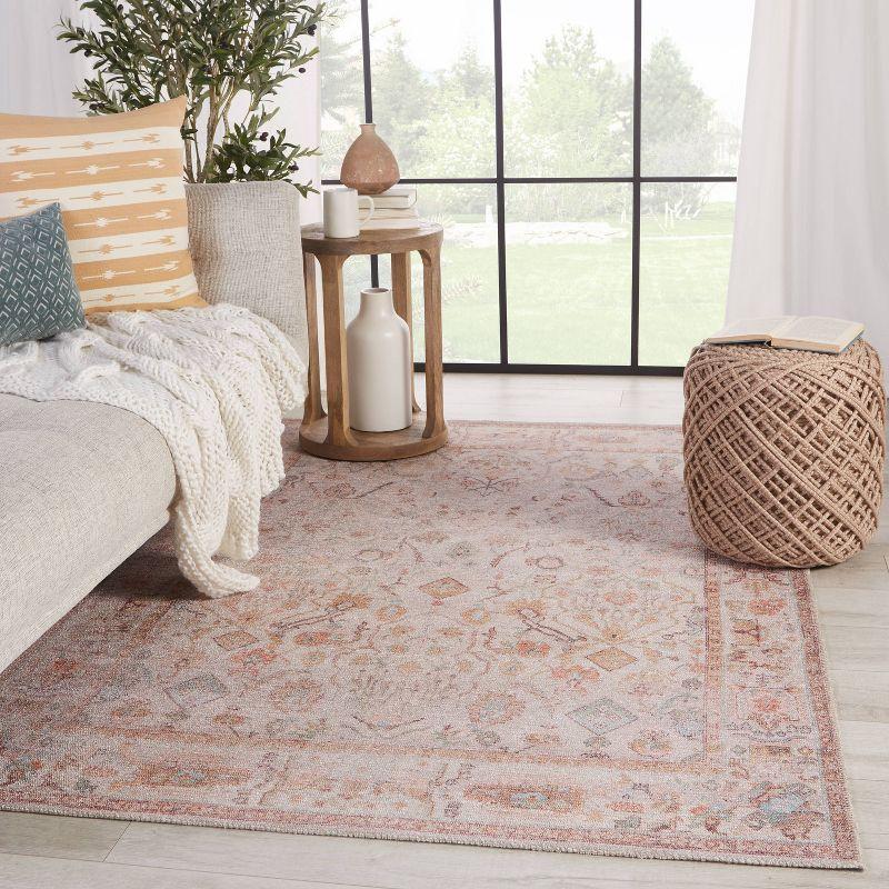 5'x7'6" Avin Oriental Area Rug Blush/Cream - Jaipur Living: Traditional Floral Medium Pile for Living Room