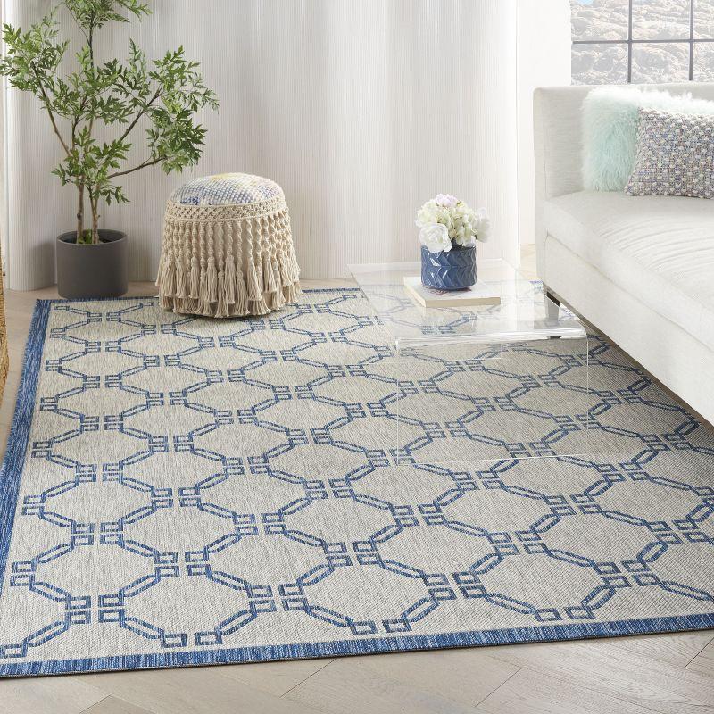 Nourison Garden Party GRD02 Indoor/outdoor Area Rug - Ivory Blue 6' x 9'