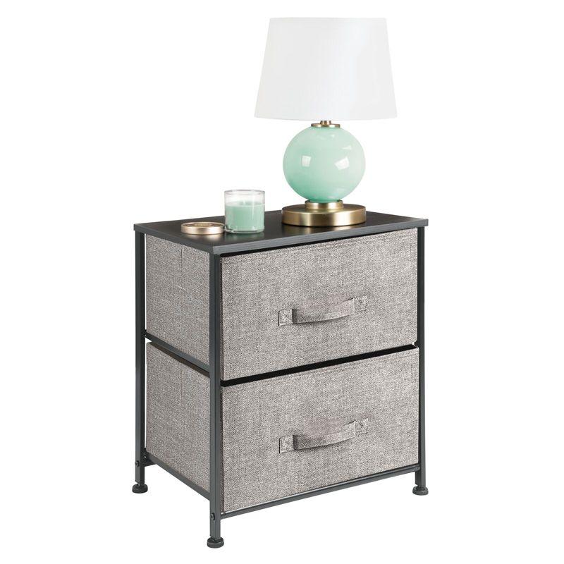 mDesign Night Stand End Table Storage Tower with 2 Drawers - Black/Graphite Gray