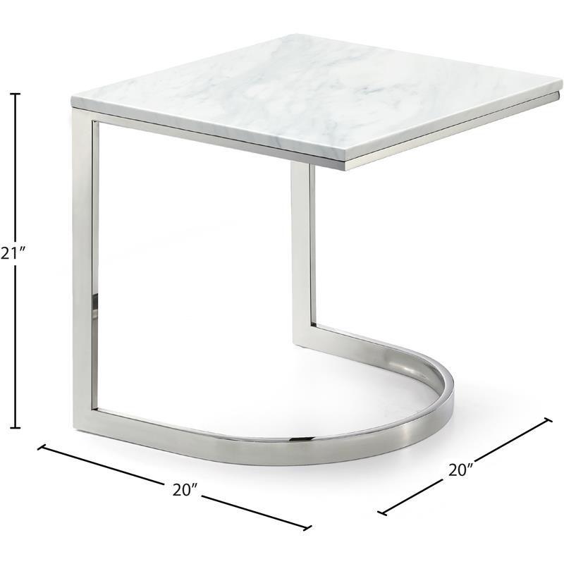 Meridian Furniture Copley Contemporary Stone End Table in Chrome