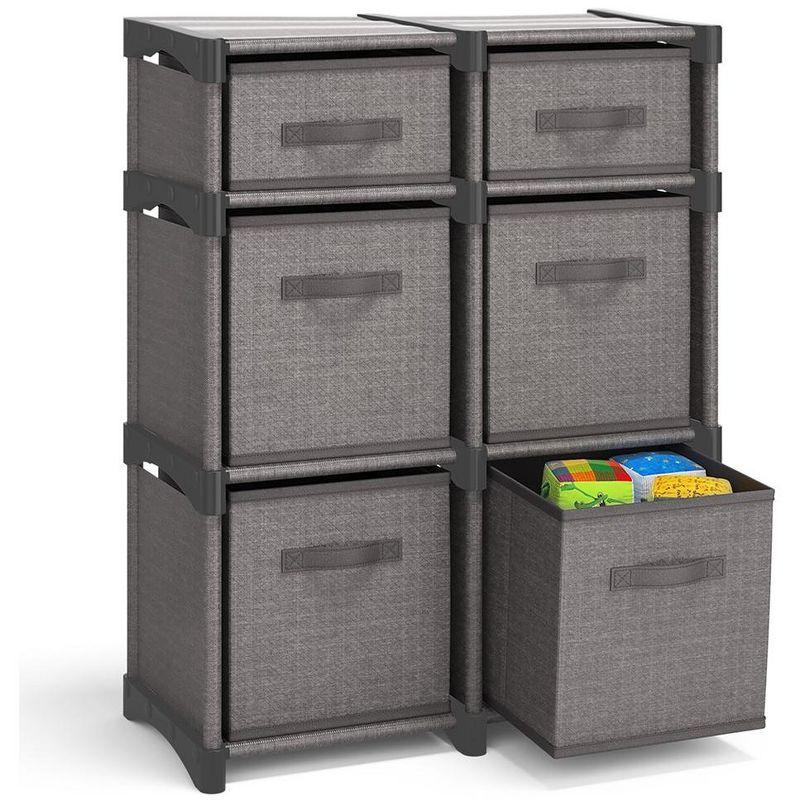 Nestl Cube Organizer Shelves With Cubby Bins, 6 PC DIY Cube Storage Shelves with Cubbies Storage Bins - Gray