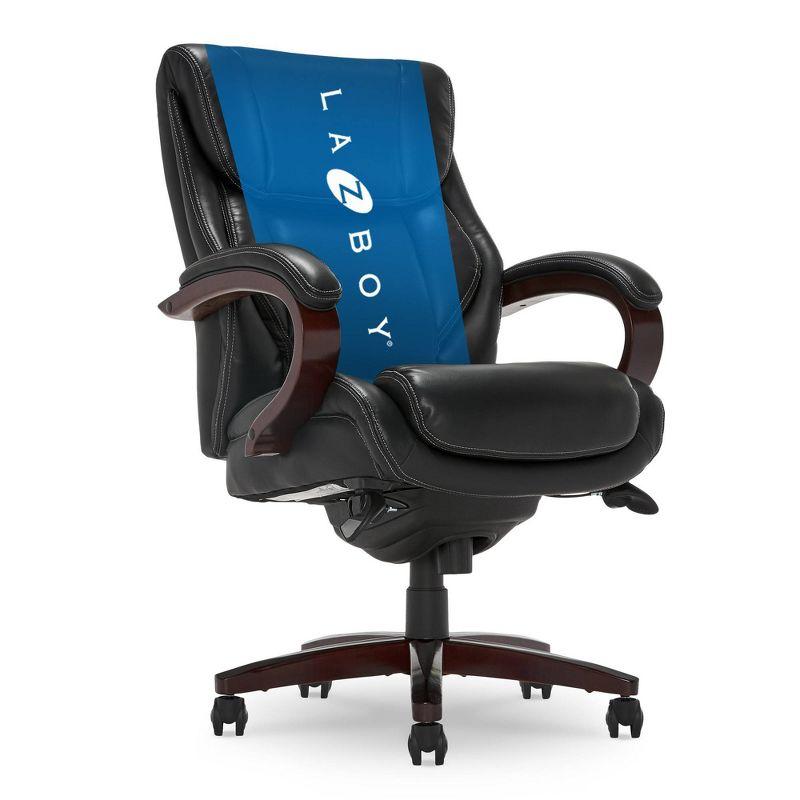 La-Z-Boy La-Z-Boy Bellamy Executive Office Chair with Memory Foam Cushions, Real Wood Arms and Swivel Base, Waterfall Seat Edge, Faux Bonded Leather