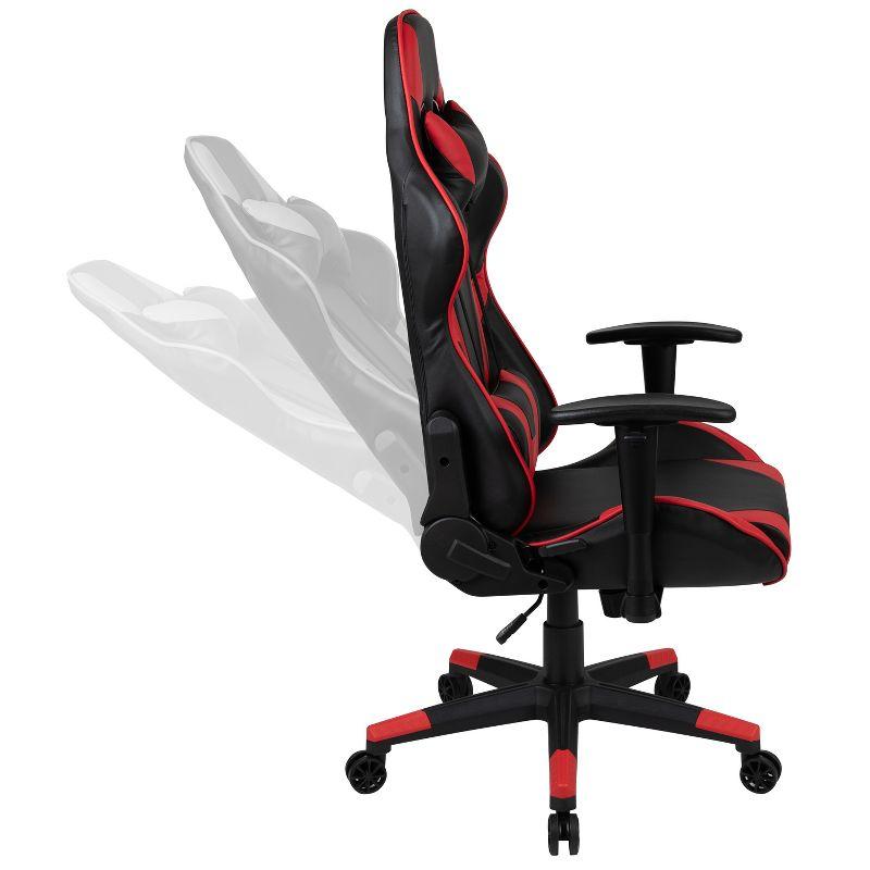 Black Carbon Fiber Gaming Desk with Red Reclining Chair Set