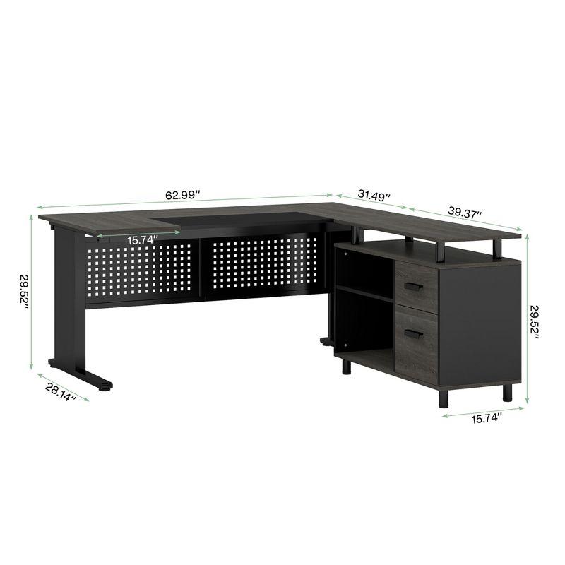 Ottovile 63'' W Executive Desk with File Cabinet for Home Office