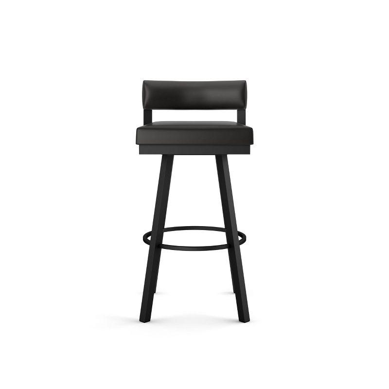 Amisco Travis Upholstered Counter Height Barstool Black: Faux Leather, Steel Frame, 26" Seat