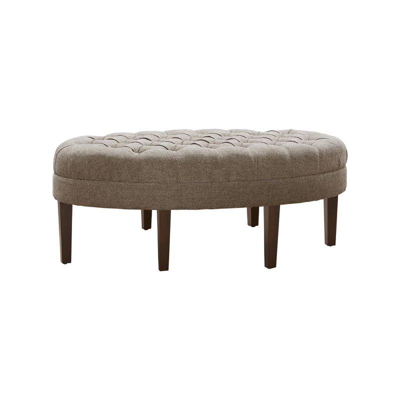 Madison Park Matthew Surfboard Tufted Ottoman Brown: Madison Park Upholstered Oval Bench, Polyester, Foam Filled