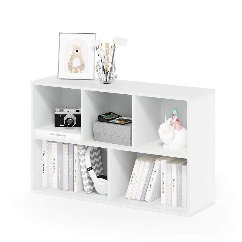 31" 5-Cube Geometric Decorative Bookshelf with Anti-Toppling Reversible Open Bookshelf Storage Organizer for Study&Office