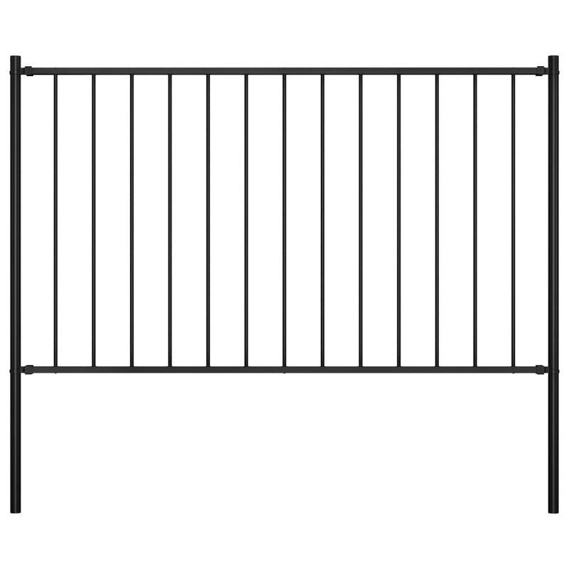 vidaXL Fence Panel with Posts Powder-coated Steel 5.6 ft.x4.1 ft. Black