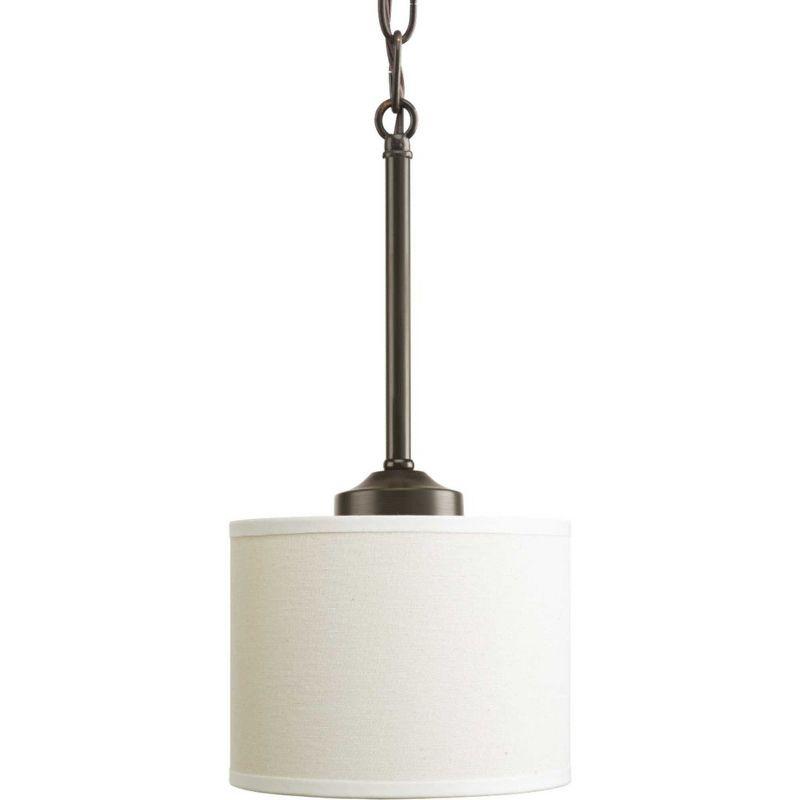 Progress Lighting, Inspire Collection, 1-Light Mini-Pendant, Brushed Nickel, Off-White Linen Fabric Shade