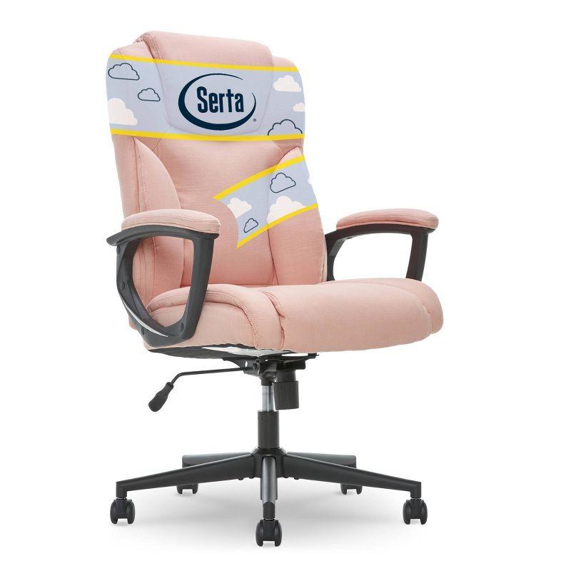 Pink Microfiber High Back Swivel Executive Chair with Fixed Arms