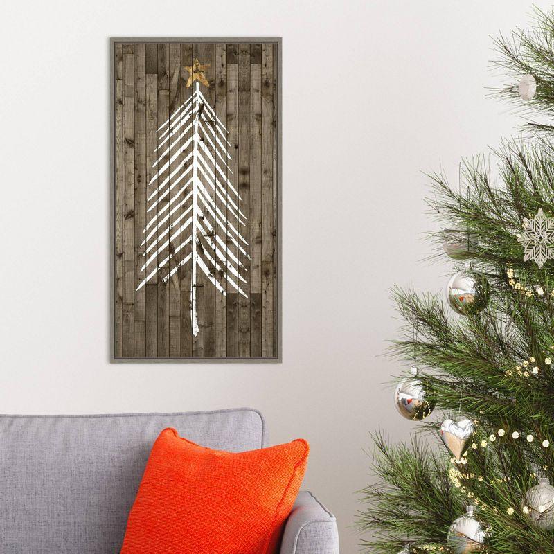 14" x 26" Wooded Whimsy I Tree by Grace Popp Framed Canvas Wall Art - Amanti Art: Chic Holiday Decor, Nature Canvas