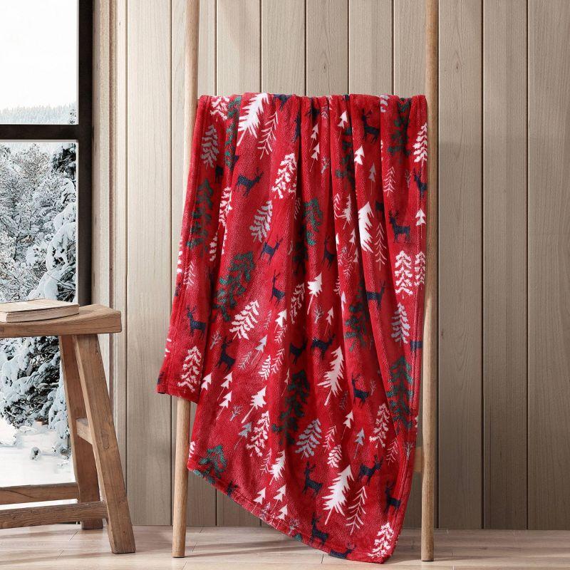 50"x60" Dear Woods Reversible Throw Blanket Red - Eddie Bauer