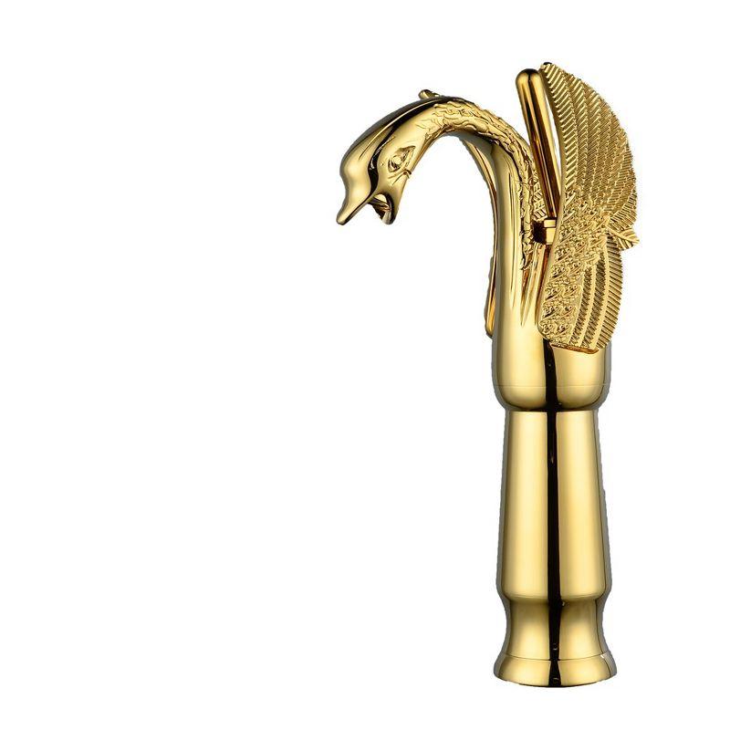 Polished Gold Swan Single Handle Vessel Sink Faucet