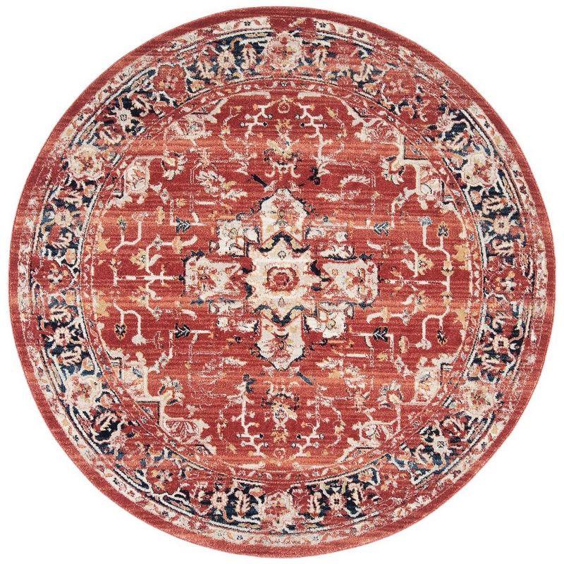 Charleston CHL411 Loomed Indoor Area Rug - Red/Ivory - 6'7"x6'7" Round - Safavieh