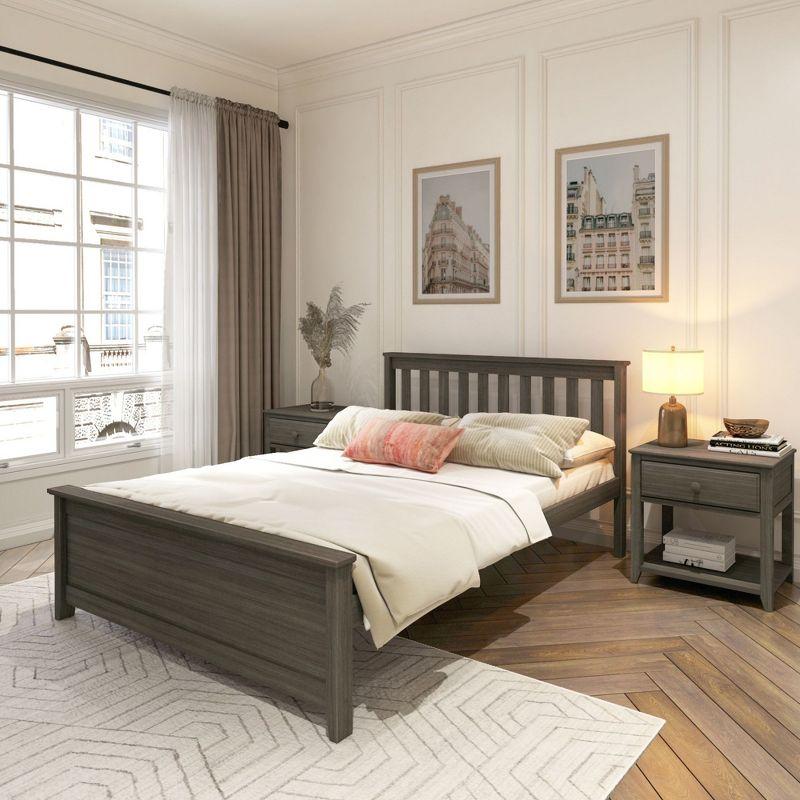 Plank+Beam Classic Solid Wood Full Size Bed Frame with Headboard, Platform Bed for Adults