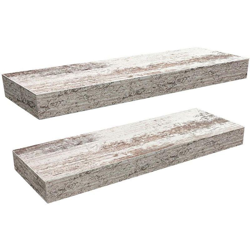 Sorbus Rustic Wood Coastal Beach Style Hanging Rectangle Wall Shelves