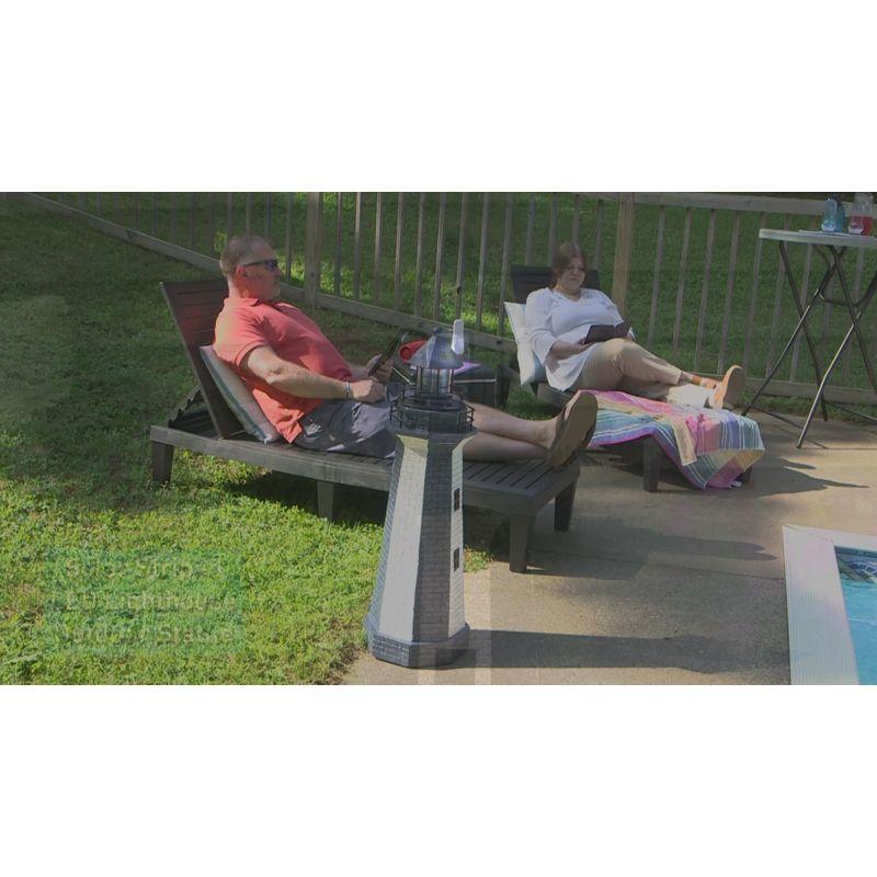 Longshore Tides Caudillo Striped Resin Solar Resin Outdoor LED Lighthouse Statue