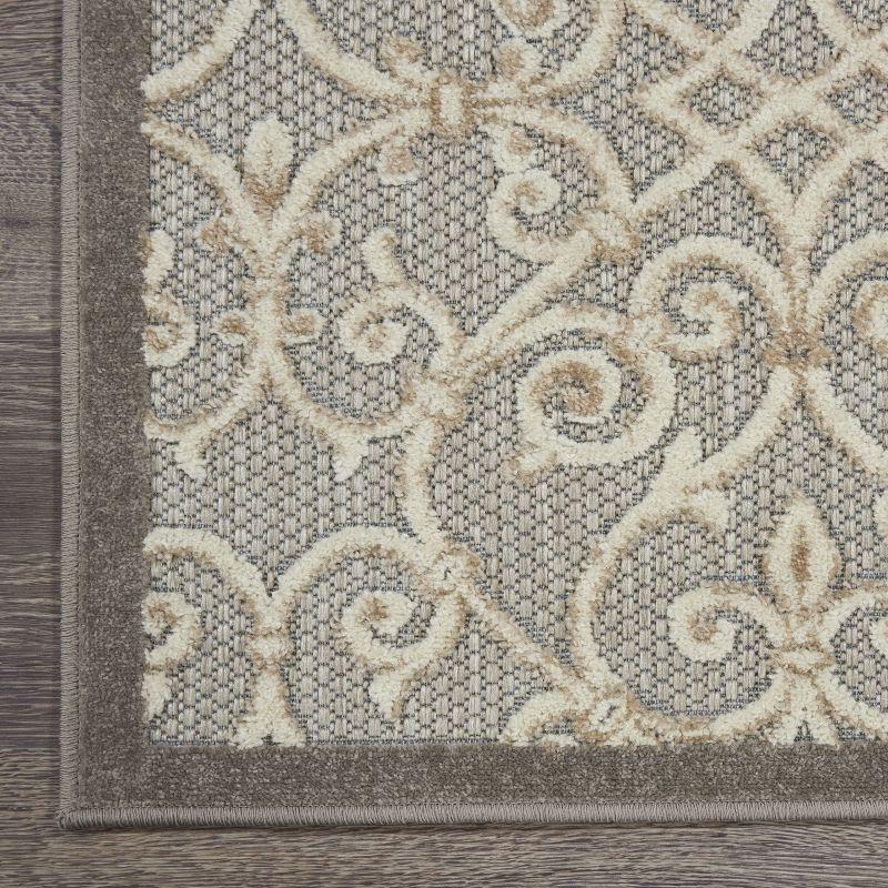 Nourison Aloha Contemporary Scroll Flatweave High-Low Indoor Outdoor Area Rug Natural 5'3" x 7'5"