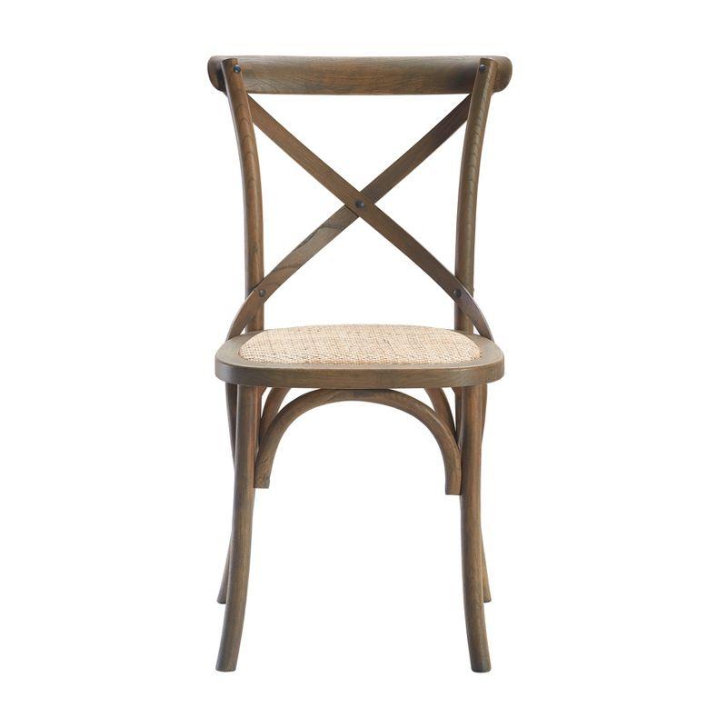 Finch Set of 2 Elmhurst Cross Back Side Chair Natural Rattan: Upholstered Polyester, Wood Legs, No Assembly Required