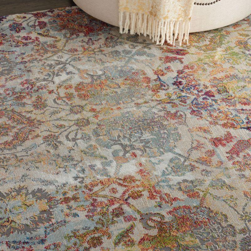 Global Vintage GLB06 Ivory/Blue Area Rug Colorful Vintage Damask By Nourison