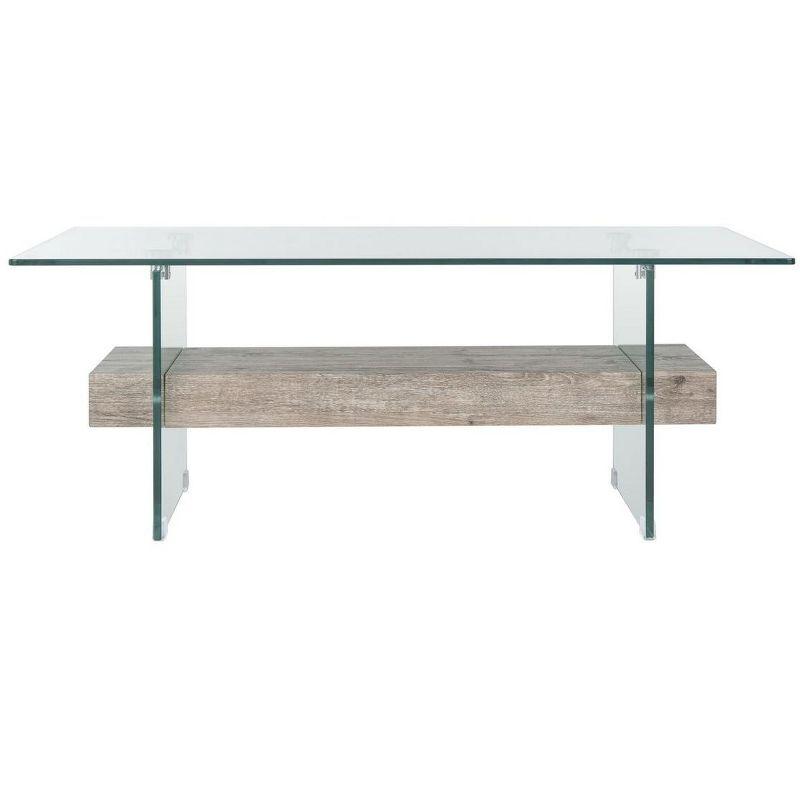 Kayley Coffee Table - Glass/Grey Oak - Safavieh