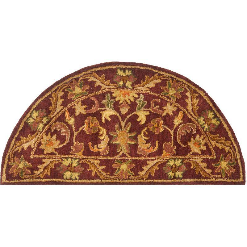 Elegant Wine & Gold Hand-Tufted Wool Hearth Rug, 2' x 4'