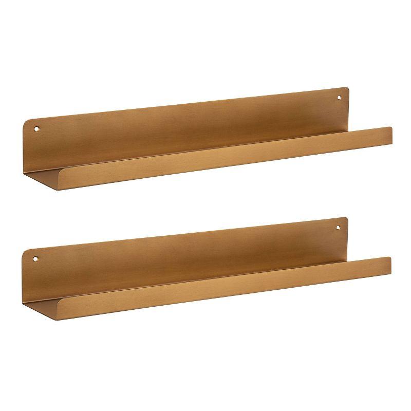 Kate & Laurel All Things Decor 2pc Mezzo Modern Metal Ledge Shelf Set Gold : Display Storage, Pre-Drilled