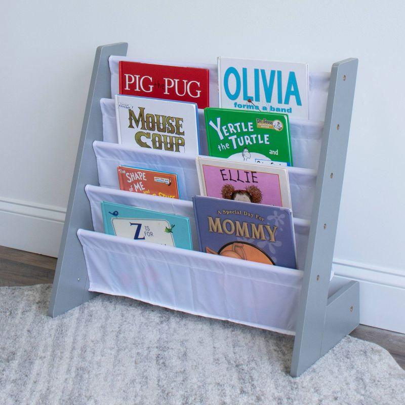 Kids' Gray and White L-Shaped Book Rack