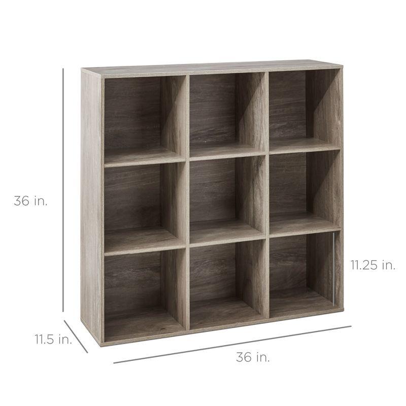 Greige 36-Inch 9-Cube Wood Storage Organizer