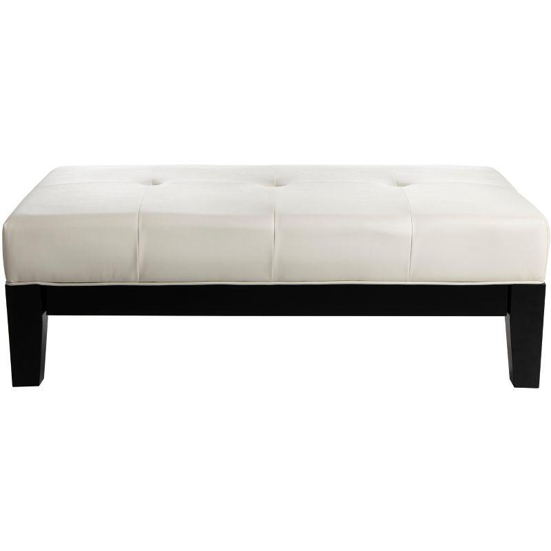 Jordan Off-White Tufted Leather Cocktail Ottoman