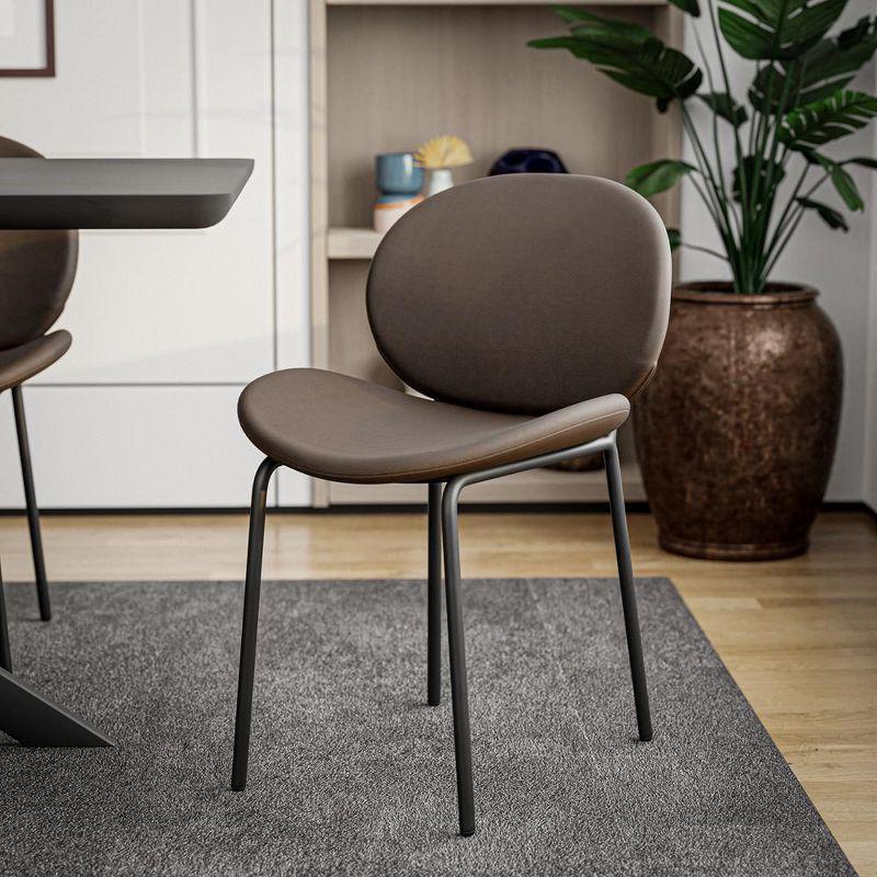 LeisureMod Servos Modern Dining Side Chair with Upholstered Faux Leather Seat