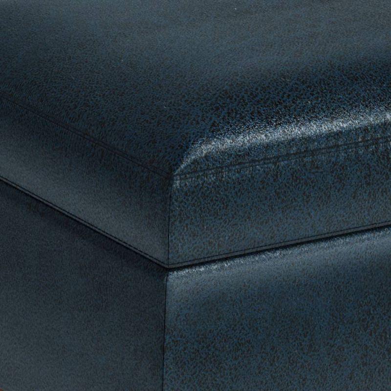 Simpli Home Owen 36"W Small Upholstered Storage Ottoman with Lift Top and Solid Wood Legs