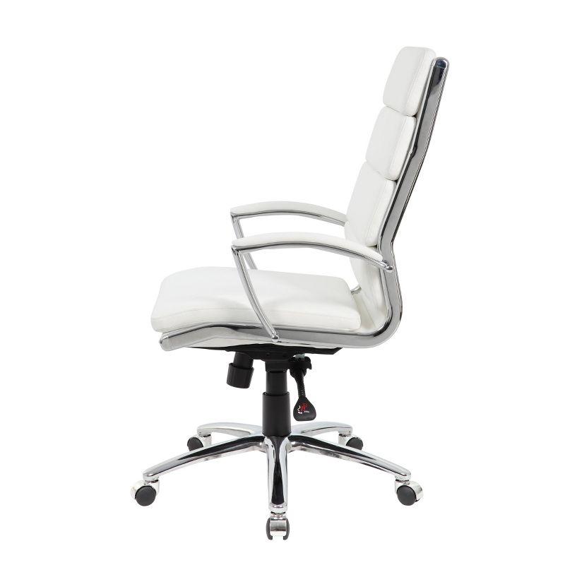 Elegant White CaressoftPlus Executive Chair with Chrome Base