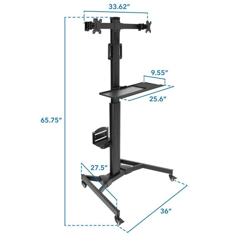 Mount-It! Adjustable Mobile Standing PC Workstation & Computer Cart with Adjustable Keyboard Tray and CPU Holder | Fits Monitors 13 to 32 in.