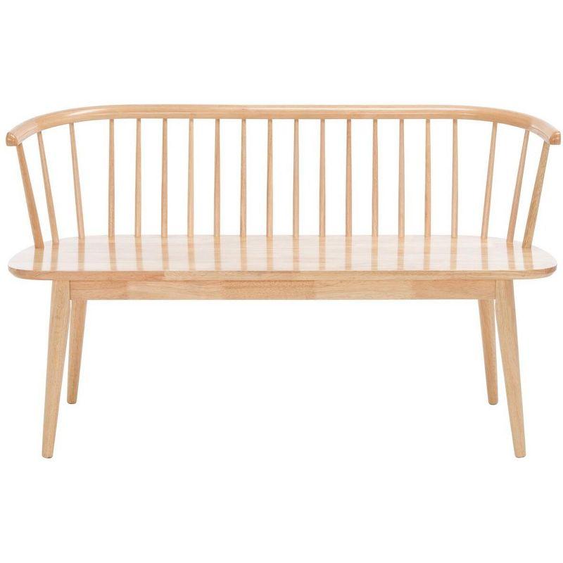 Natural Rubberwood Spindle Back Bench with Tapered Legs